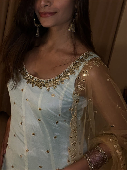 'Seher' - Anarkali suit set with sleeves attached