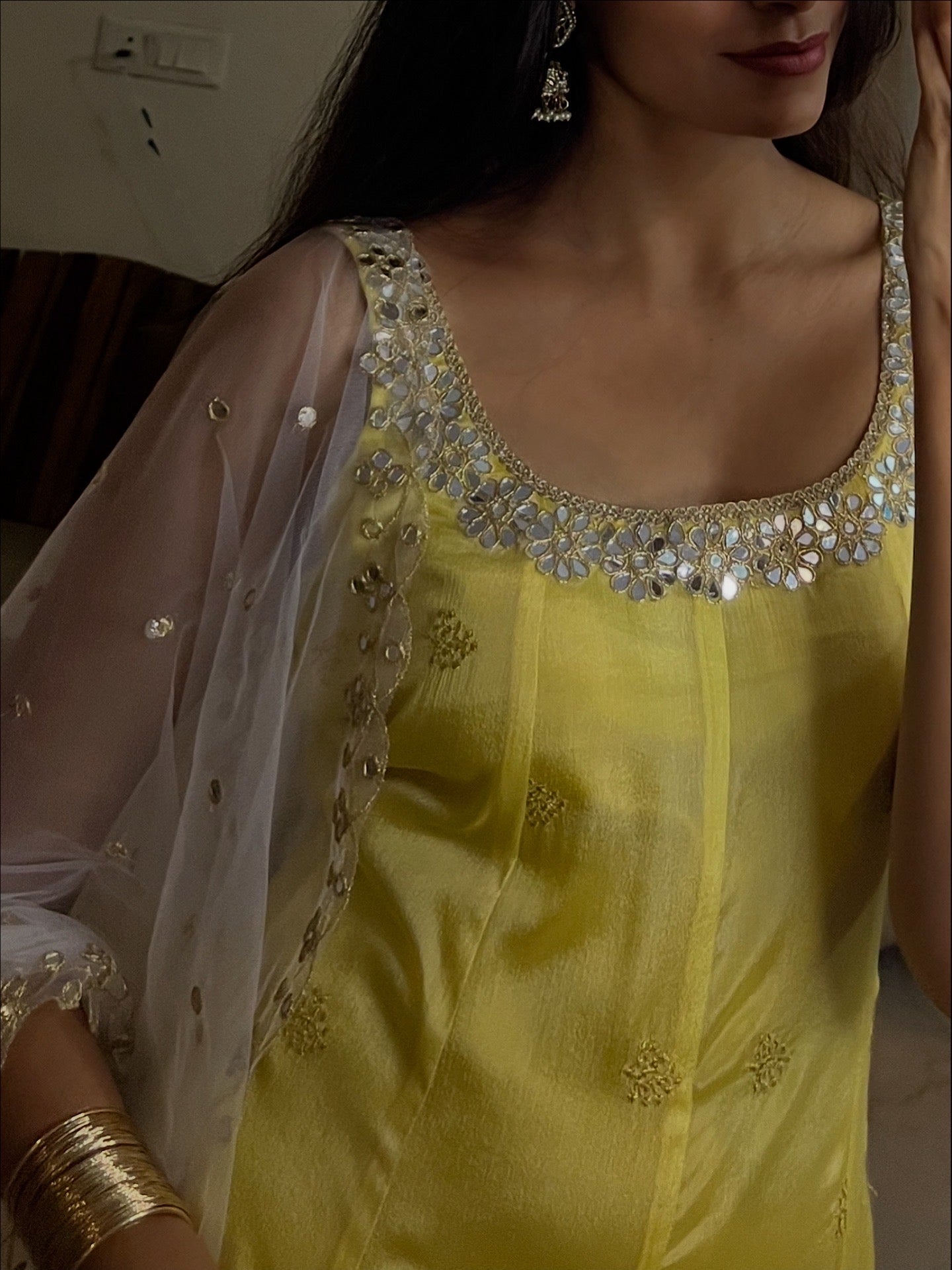 'Ziya' - Anarkali suit set with sleeves attached