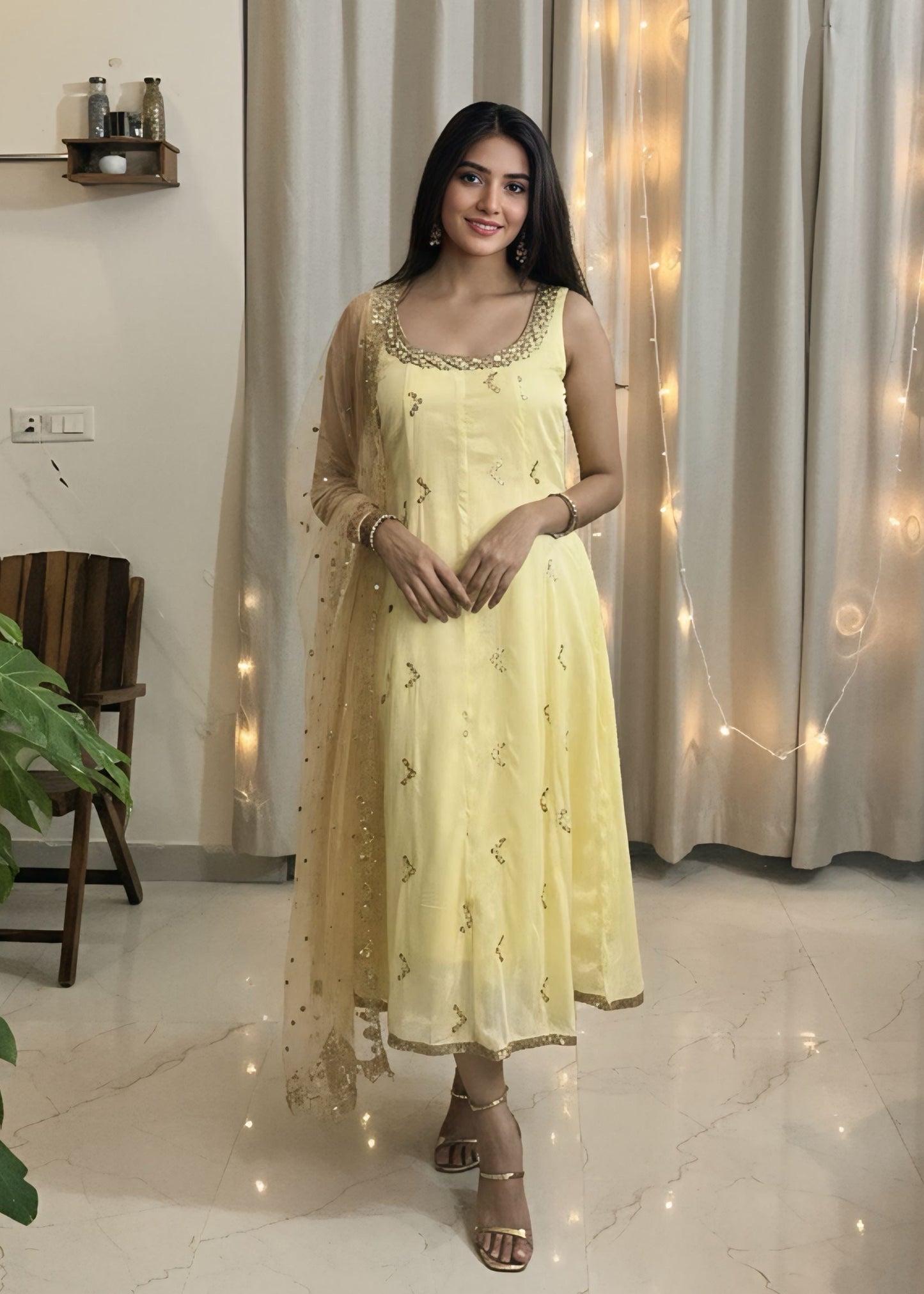 Suhani — Anarkali suit set with sleeves attached